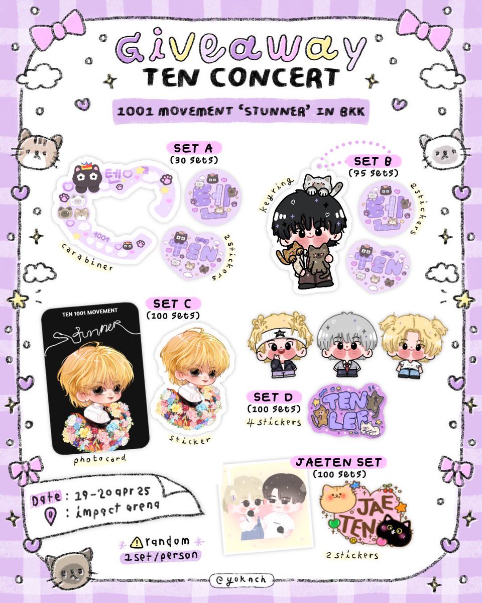 yoknch's tweet photo. pls kindly rt ♡
💟 giveaway for 10vely 
— All Random 200 Set/Day
( 1 Set/Person)
 
📆 : 19-20 Apr 2025
📍 : IMPACT ARENA 
⏰ : TBA.

rt &amp; show this tweet only 🤲🏻
#2025TENCONCERT1001_BKK
#2025TENCONCERT1001MOVEMENT_BKK https://t.co/V8xfpPUeLn