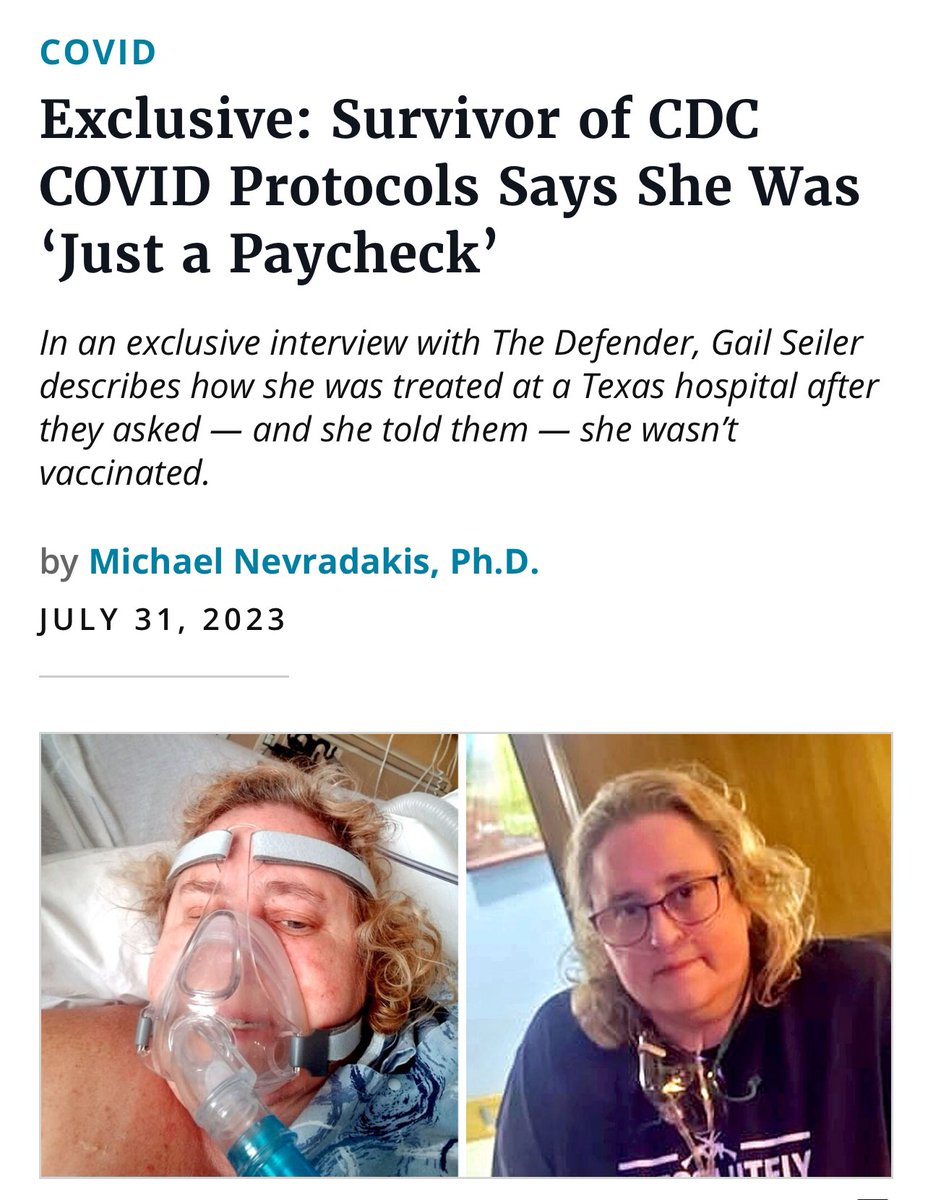 Mary Talley Bowden MD (@mdbreathe) on Twitter photo Tucker asked me why family members didn’t storm the hospital to rescue their loved ones. Most didn’t but this man - <a href="/akahuckleberry/">🌟 aka Huckleberry (Brad)</a> - did. Incredible story and what happened to his wife <a href="/Saorise69/">Huckleberry's Wife</a> is consistent with what happened to so many.
Link in comments. (1/2) Tucker asked me why family members didn’t storm the hospital to rescue their loved ones. Most didn’t but this man - <a href="/akahuckleberry/">🌟 aka Huckleberry (Brad)</a> - did. Incredible story and what happened to his wife <a href="/Saorise69/">Huckleberry's Wife</a> is consistent with what happened to so many.
Link in comments. (1/2)