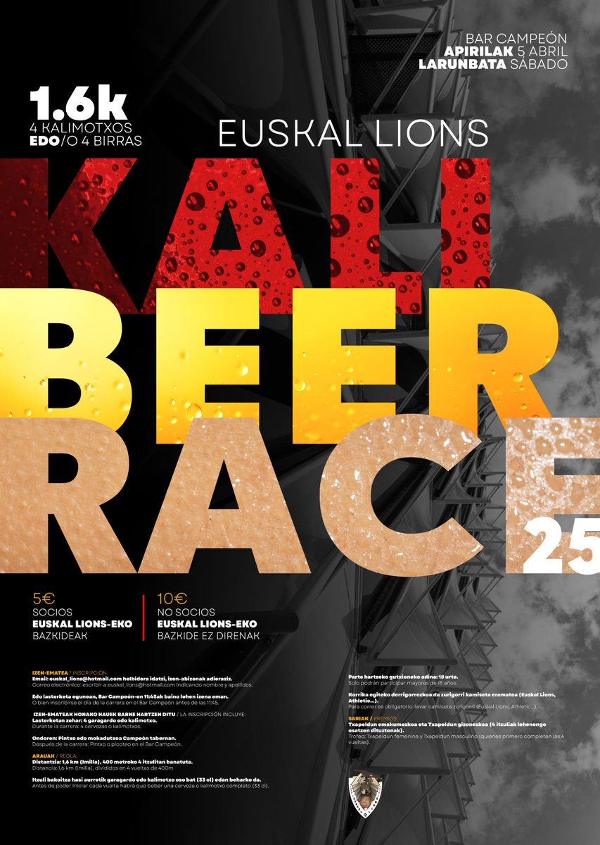 Mañana a las 12:00 vuelve nuestra #KalibeerRace! Un par de vueltas a San Mamés acompañadas de avituallamiento del bueno...
Risas aseguradas! 🏃‍♀️🏃‍♂️💨💨