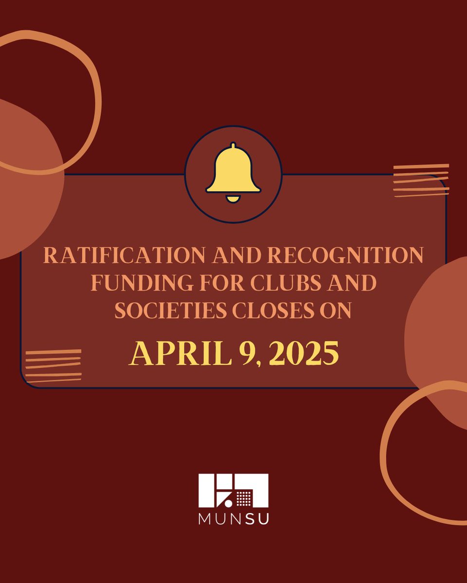 Ratification and Recognition applications close this Wednesday, April 9!

If your club or society hasn't applied for Winter ratification/recognition, head to munsu.ca to apply!