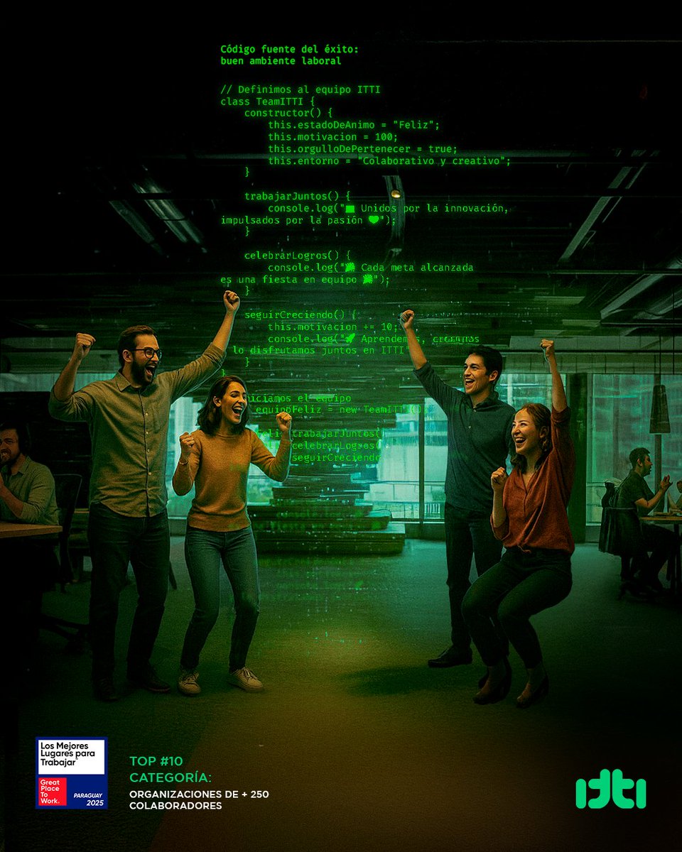 ¡itti está en el TOP 10 de los mejores lugares para trabajar en Paraguay! 🚀

Estamos entre los 10 mejores en la categoría +250 colaboradores de Great Place to Work® 2025.

En itti, la innovación empieza con nuestra gente. 💚