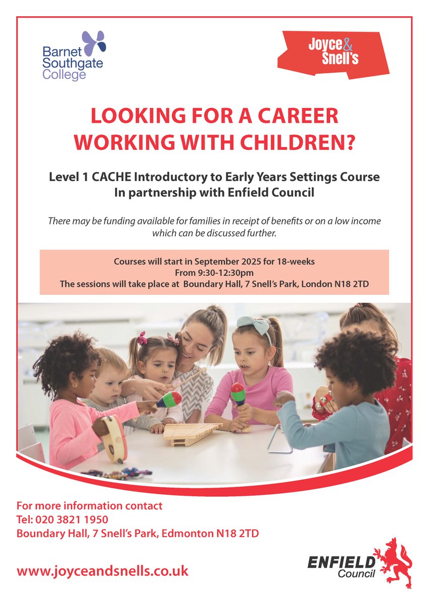 Bush Hill Park Primary School (@bushhillschool) on Twitter photo Looking for a career working with children? Courses start in September 2025 <a href="/EnfieldCouncil/">Enfield Council</a> Looking for a career working with children? Courses start in September 2025 <a href="/EnfieldCouncil/">Enfield Council</a>