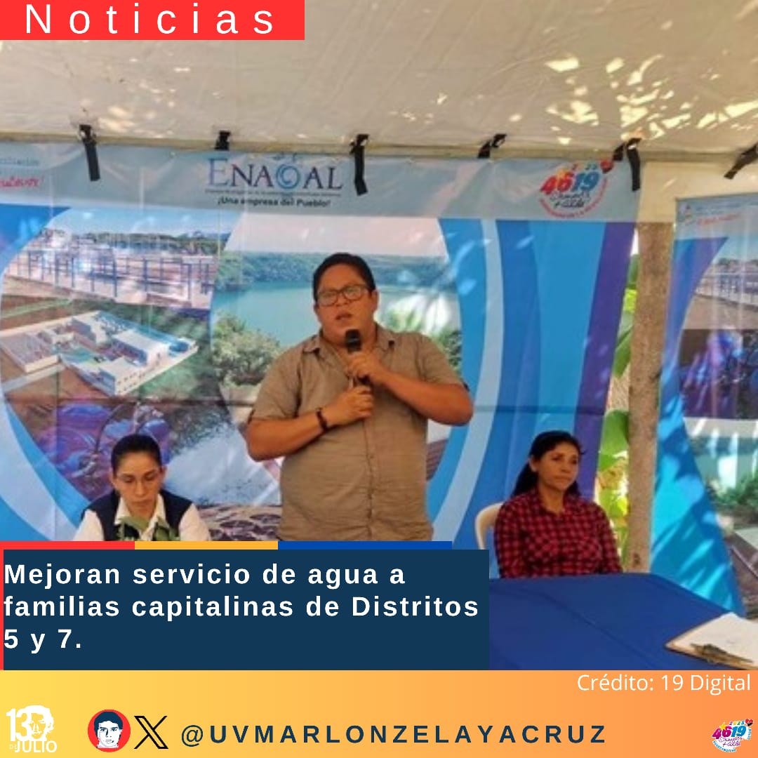 Se mejora el servicio de agua potable en los distritos 6 y 7 de la capital gracias a la gestión de nuestro buen Gobierno y a la empresa <a href="/EnacalC/">ENACAL Nicaragua</a> 
#FSLNAbrilVictorioso
#NoPudieronNiPodrán
#SomosUNAN
#SoloEnRevolución