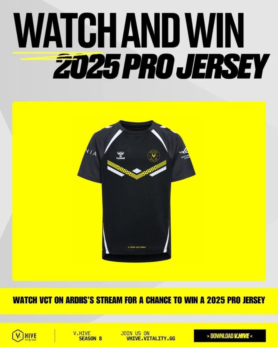 VCT IS BACK TODAY

Join <a href="/ardiis/">ardiis</a> co-stream today and have a chance to win a 2025 Pro Jersey 🐝

Good Luck!