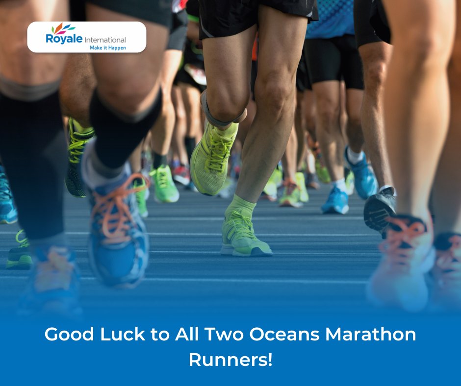 Good luck to all runners taking on the Two Oceans Marathon! 🌊🏃‍♂️ Your dedication and endurance inspire us. Wishing you a strong race, smooth roads, and an unforgettable experience! 💙💛 #TwoOceansMarathon #KeepMoving #RoyaleInternational