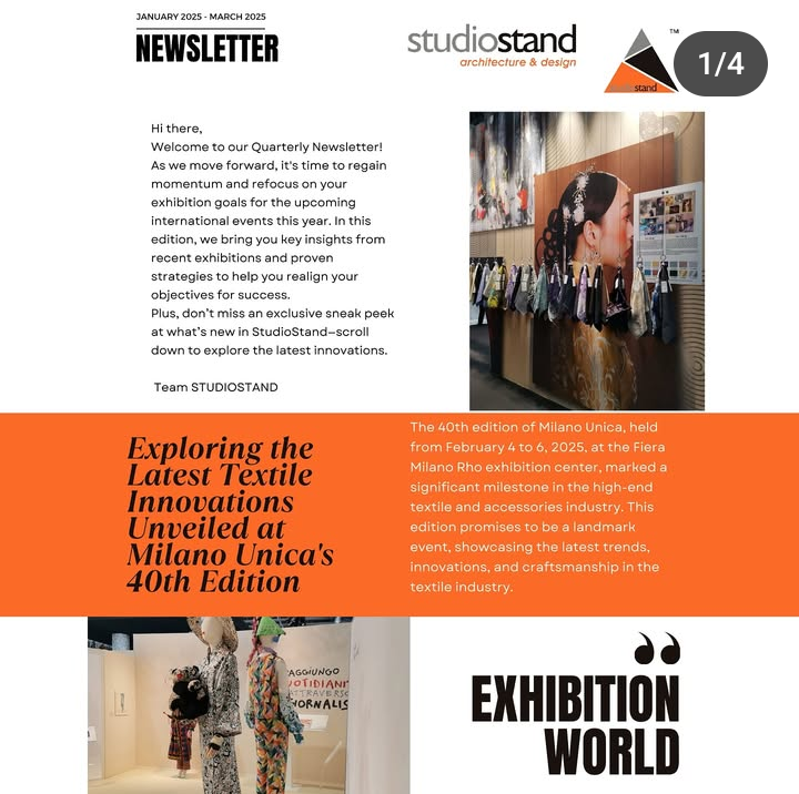 studiostand's tweet photo. The January - March 2025 edition of the StudioStand Quarterly Newsletter is out now! 🚀 Get ahead with cutting-edge trends, game-changing innovations.🤓
Read now! 🔍
https://t.co/rmQFFv3neH]

#StudioStand #Newsletter #ExhibitionTrends #Innovation #FutureOfEvents https://t.co/0bpTlF37Rx