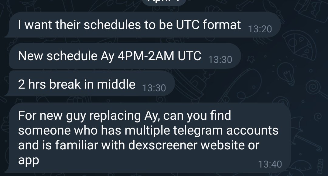 HIRING!!! 

Read the job description in the SS below 

💡Requirements: 

🕒Time : 4PM UTC - 2AM UTC

➡️Multiple TG accounts

🚀Be familiar with Dexscreener website/app

💰 $40 per week

Comment I need below

Retweet and like for others to see

You must be following so I can DM