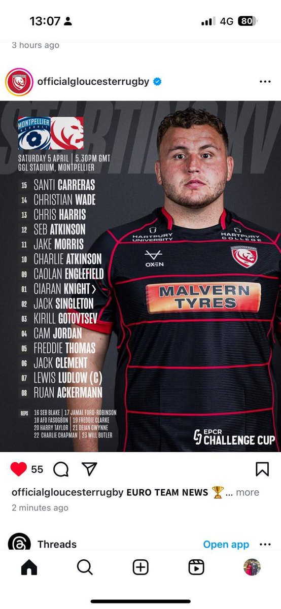 Llongyfarchiadau i Deian Gwynne a Steffan Jac Jones.
Deian ar y fainc i Caerloyw yn erbyn Montpellier a Steff ar y fainc i Tîm D19 Cymru yn erbyn Iwerddon.
Congratulations to Deian and Steff. Deian on the bench against Montpellier and Steff on the bench Wales U19s v Ireland U19s.
