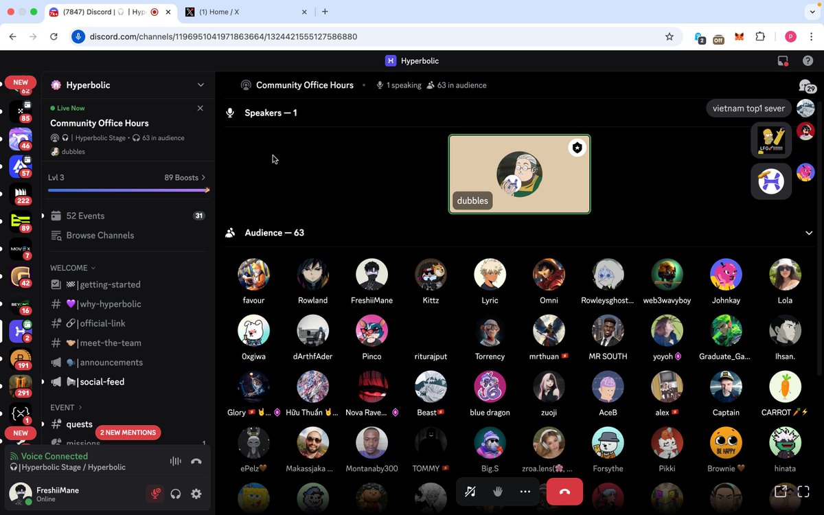 Took some break off studying to join <a href="/hyperbolic_labs/">Hyperbolic</a> Community Office Hours. My first one actually and I feel even more connected to the project with this. 

Shoutout to our anchor <a href="/d_u_bbles/">dubbles</a>