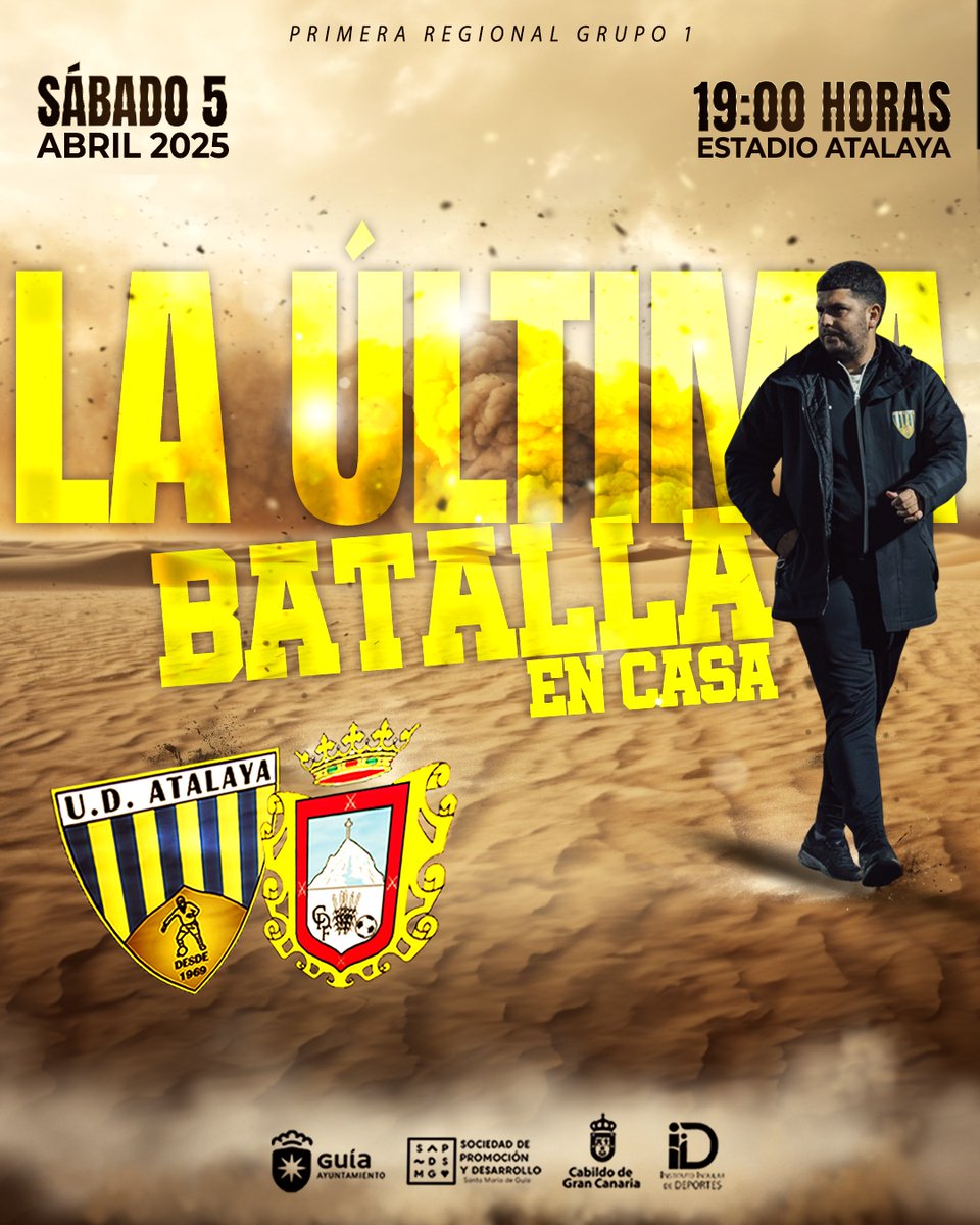 AtalayaUD's tweet photo. 📸| 𝐋𝐀 𝐔́𝐋𝐓𝐈𝐌𝐀 𝐁𝐀𝐓𝐀𝐋𝐋𝐀 𝐄𝐍 𝐂𝐀𝐒𝐀
Mañana disputaremos la última batalla en nuestro estadio, penúltima jornada liguera en la que recibiremos al CD Firgas (19h.).

#masquenunca #udatalaya #guiaesdeporte https://t.co/m9juFX5ARV