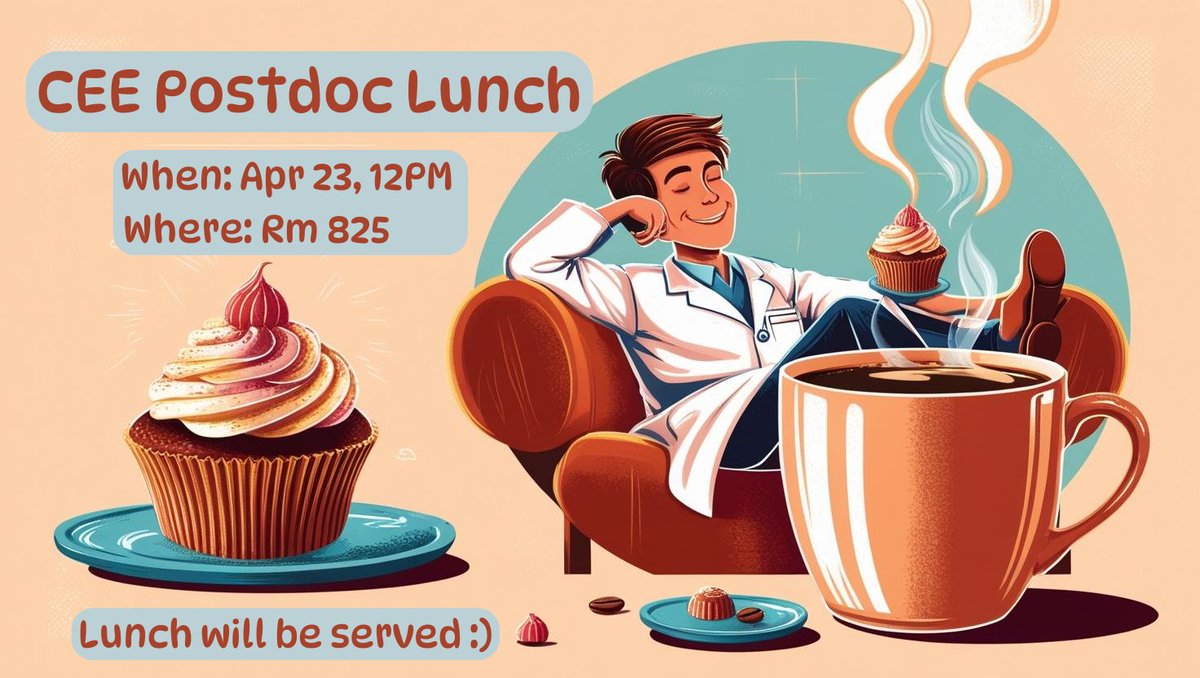 NYU WiPhy (@nyuwiphy) on Twitter photo We'd like to invite all postdocs in the NYU Physics Department to the CEE Postdoc Lunch on Wed Apr 23 @ 12PM in Rm.825! ๐ฉโ๐ฌ๐จโ๐ฌ๐Come and join for a friendly discussion,ย networking and a tasty lunch withย your fellow postdocs in our department! ๐๐๐ฅช๐ฎ Lunch will be served. ๐๐๐ We'd like to invite all postdocs in the NYU Physics Department to the CEE Postdoc Lunch on Wed Apr 23 @ 12PM in Rm.825! ๐ฉโ๐ฌ๐จโ๐ฌ๐Come and join for a friendly discussion,ย networking and a tasty lunch withย your fellow postdocs in our department! ๐๐๐ฅช๐ฎ Lunch will be served. ๐๐๐