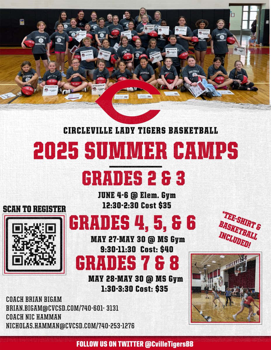 Circleville Lady Tigers Basketball (@cvilletigersbb) on Twitter photo Mark your calendars! See flyer and link for summer camp info! Go Tigers!
<a href="/CirclevilleCity/">Circleville City Schools</a> <a href="/Athletics_CV/">Circleville Athletics</a>
forms.gle/zVwR9GPYULkMZt… Mark your calendars! See flyer and link for summer camp info! Go Tigers!
<a href="/CirclevilleCity/">Circleville City Schools</a> <a href="/Athletics_CV/">Circleville Athletics</a>
forms.gle/zVwR9GPYULkMZt…