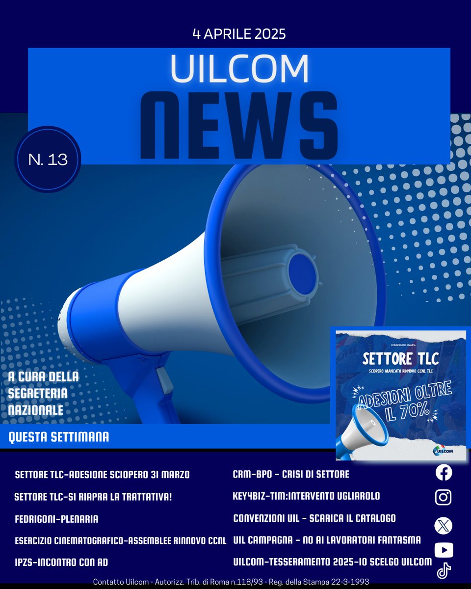 📣È online il XIII numero di UILCOM NEWS a cura della Segreteria Nazionale
1️⃣3️⃣ – 2️⃣0️⃣2️⃣5️⃣

Leggi la rivista👇🏻 uilcom.it/wp-content/upl…
