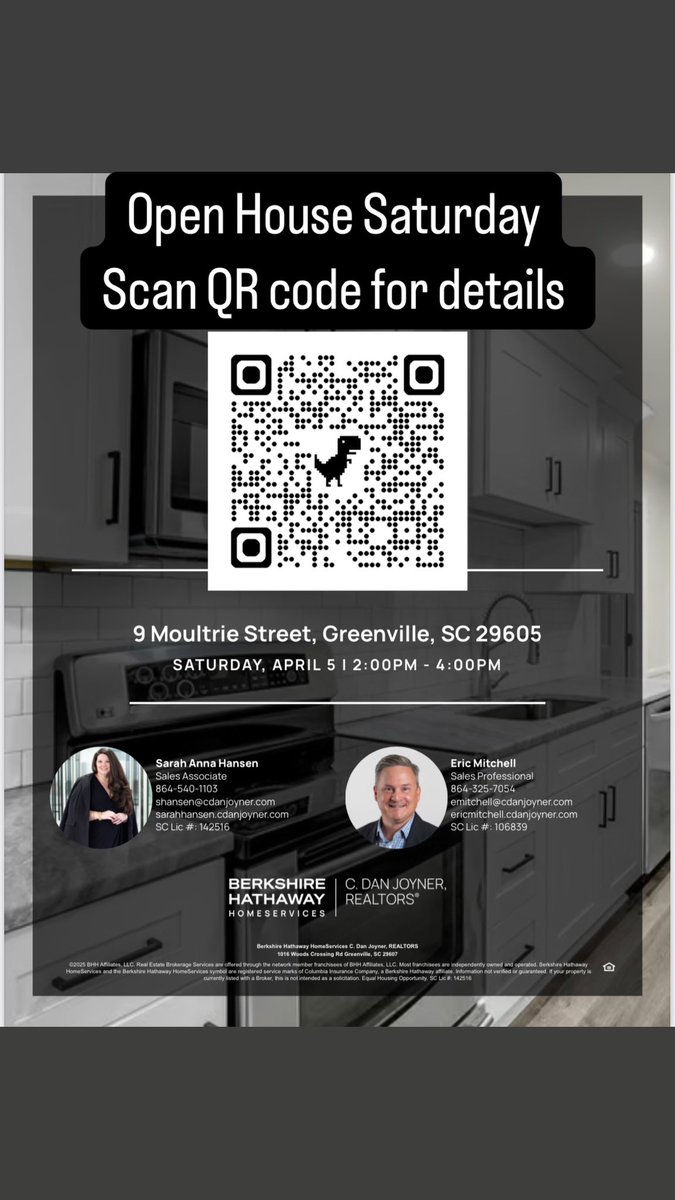 Welcome to our OPEN HOUSE 🏡 Saturday! Price Drop scan QR code for details 💕🏡 #greenvillesc #bhhsrealestate #bhhs #realestate #realtor #home #foreveragent