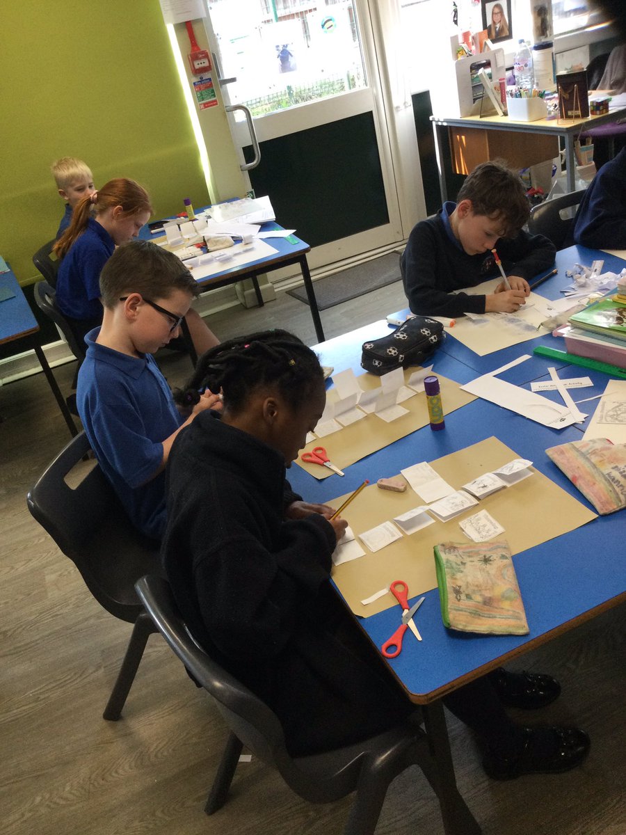 Year 3/4 making beautiful crosses which represent the Easter story. They are sticking on card the images, writing inside what the picture represents and then colouring it in 💜