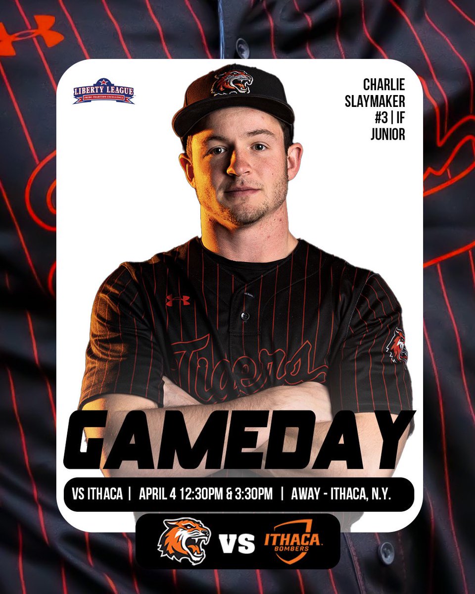 Tigers are back in action at Ithaca for a Liberty League doubleheader! Go Tigers! #RollTech