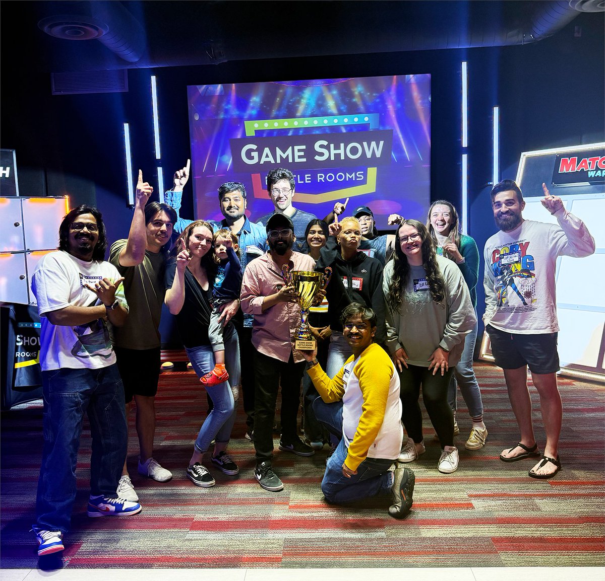 Strong teams aren’t built in boardrooms. They’re built in moments like this:⁠
💥 Laughter over wrong answers⁠
💥 Syncing minds on Match Game⁠
💥 Epic comeback in giant Flip Cup⁠
⁠⁠
👉 Which game would your team crush? Tell us below!

#TeamBuilding #CompanyCulture #GameNight