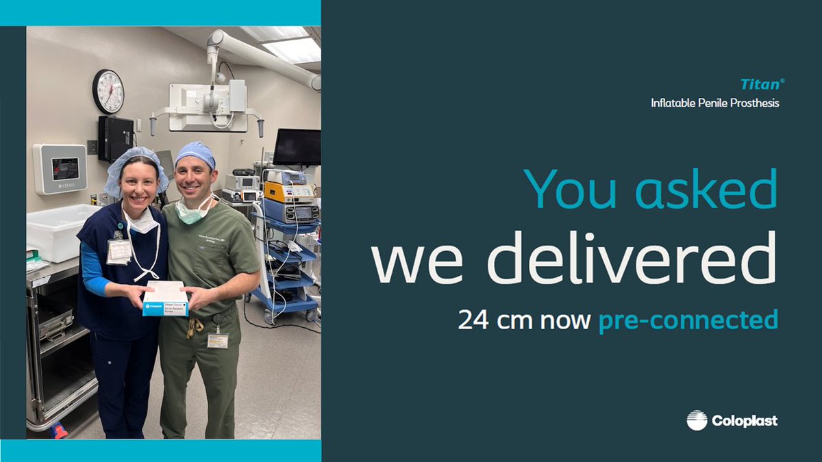 Coloplast Interventional Urology (@coloplast_md) on Twitter photo Titan #IPP 24 cm pre-connected for added convenience—because every second in the OR counts. Congrats to Dr. <a href="/adam_baumgarten/">Adam Baumgarten</a> and team on their first case!
Learn more at: coloplast.to/Titan-24
Safety info: coloplast.to/colotitan
#UroSoMe #MensHealth #Coloplast Titan #IPP 24 cm pre-connected for added convenience—because every second in the OR counts. Congrats to Dr. <a href="/adam_baumgarten/">Adam Baumgarten</a> and team on their first case!
Learn more at: coloplast.to/Titan-24
Safety info: coloplast.to/colotitan
#UroSoMe #MensHealth #Coloplast