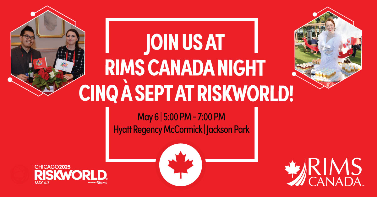 RIMSCanada's tweet photo. Attending #RISKWORLD this year? Then don’t miss RIMS Canada Night—a special networking reception for the Canadian risk management community!

Connect with fellow risk professionals over cocktails, snacks and more. Be sure to sign up in advance here: https://t.co/JZC0FcqrmU https://t.co/iANtIa8Xxt