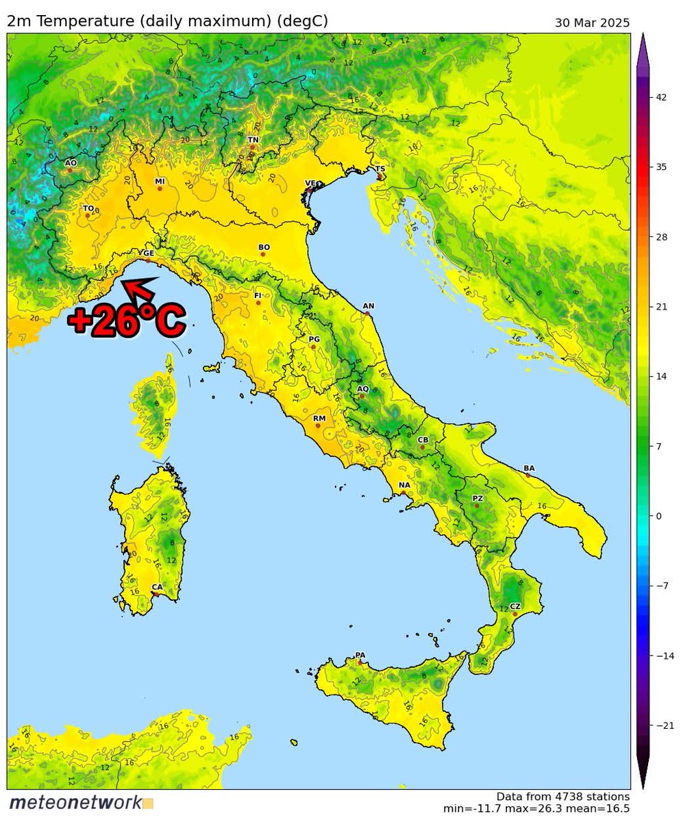 Alessan27366851's tweet photo. Godiamoci questi tepori #primaverili🌻...da domenica cambia tutto per un afflusso di aria decisamente #fredda🥶 dal nord Europa con conseguenza #calo🌡️termico ed aumento del #vento🌀 sulla #Lombardia. Perturbato sulle adriatiche verso il sud. Prestare attenzione alle #raffiche⚠️ https://t.co/c9SMTTCVbl