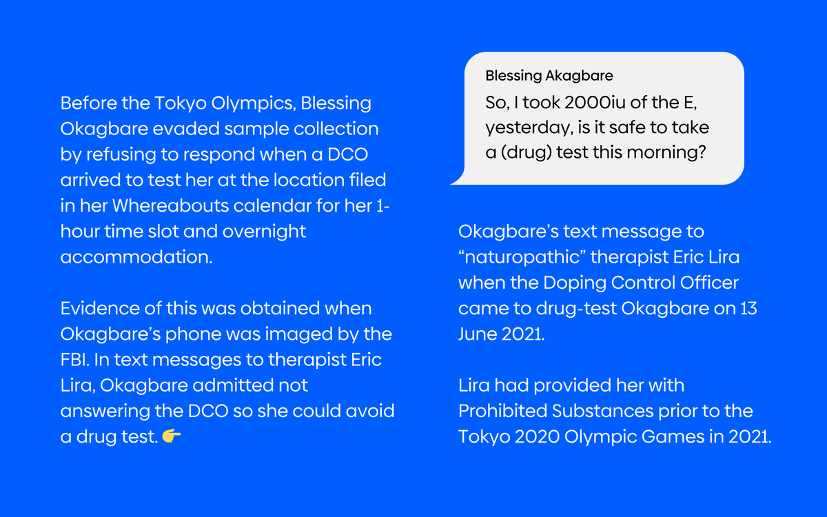 aiu_athletics's tweet photo. Welcome to our new series: Why Whereabouts. We're diving into the crucial role of Whereabouts information in protecting clean sport.🗺️📍To fight sophisticated doping, we need to catch the athletes in the act.💉 1/3
#Whereabouts #CleanSport #AntiDoping #Athletics #Tokyo2020 https://t.co/yObjsN6rIM