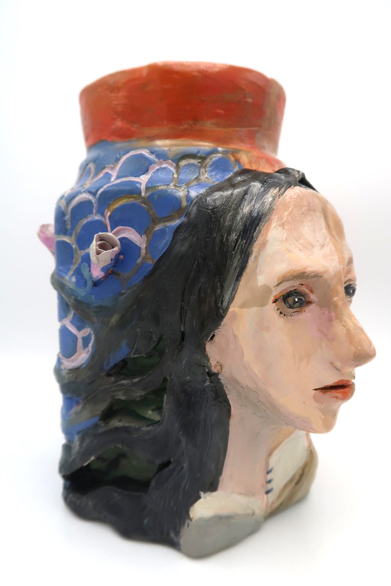 Incredible 8th grade Gifted Art sculptures using slip-cast &amp; hand-building ceramic techniques! Surface design: acrylic paint &amp; concept focus: "Storytelling"