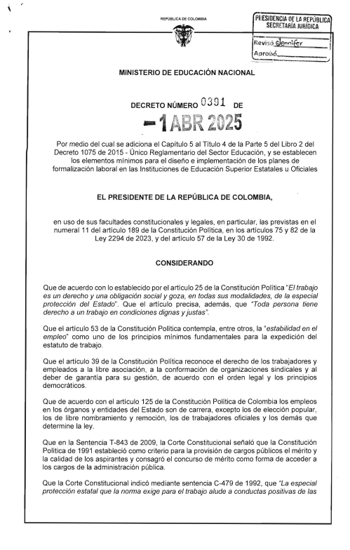 ASPU y el Gobierno Nacional cumplen con las y los profesores precarizados (mal llamados ocasionales y catedráticos) de las IES Estatales. Se expidió el Decreto 0391 del 01 de abril del 2025 🔵🔴

➡️Página Web ASPU: aspucol.org/decreto-0391-d…