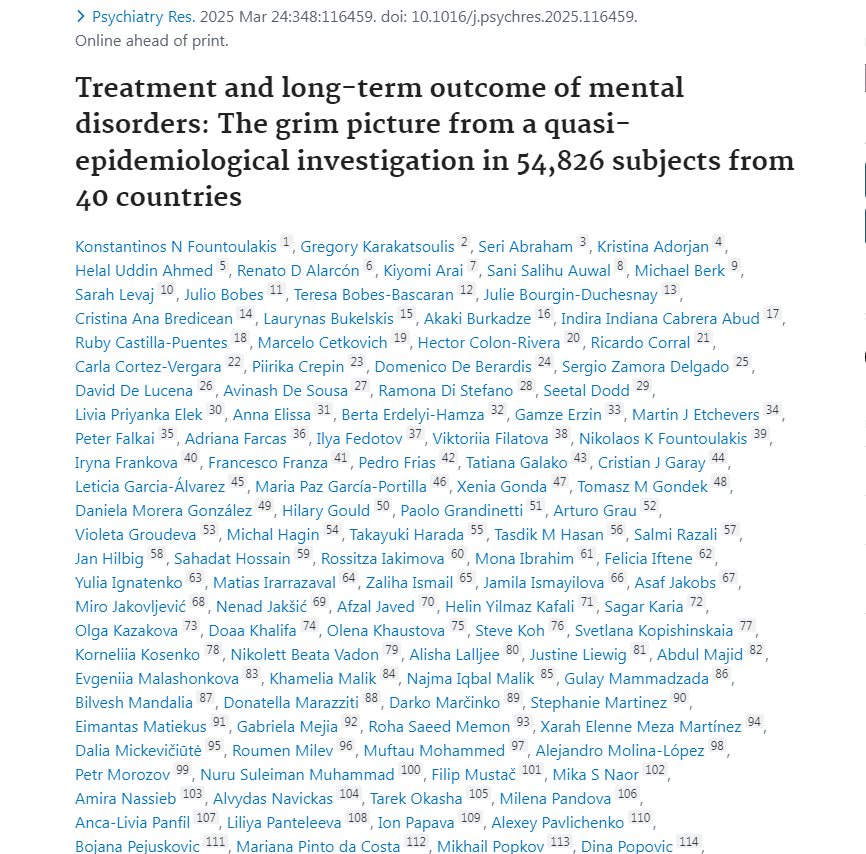 PubMed- onx.la/386fe Treatment and long-term outcome of mental disorders: The grim picture from a quasi-epidemiological investigation in 54,826 subjects from 40 countries <a href="/HUCA_Asturias/">@HUCA</a> #publiHUCA <a href="/ASIV_Asturias/">Área Sanitaria IV Asturias</a> #Psychiatry <a href="/FINBAsturias/">FINBA</a>