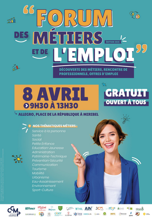 #emploi📢L'#Ain recrute ! Rdv mardi 8 avril à l’Allegro à Miribel pour le  "Forum des Métiers et de l’Emploi !". Les équipes du Département seront  présentes pour vous présenter nos métiers : petite enfance, santé-social, service à la personne,  administration