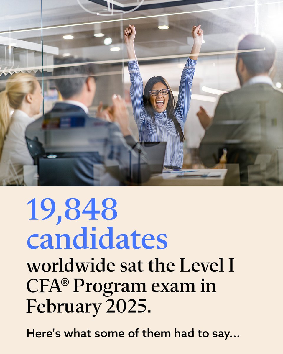 CFAProgram's tweet image. Yesterday we shared the results of the February 2025 Level I CFA Program exam.
Today, we're hearing from some of the candidates who passed, sharing what this milestone means to them.
 
Take this time to reflect and celebrate what you’ve achieved!
