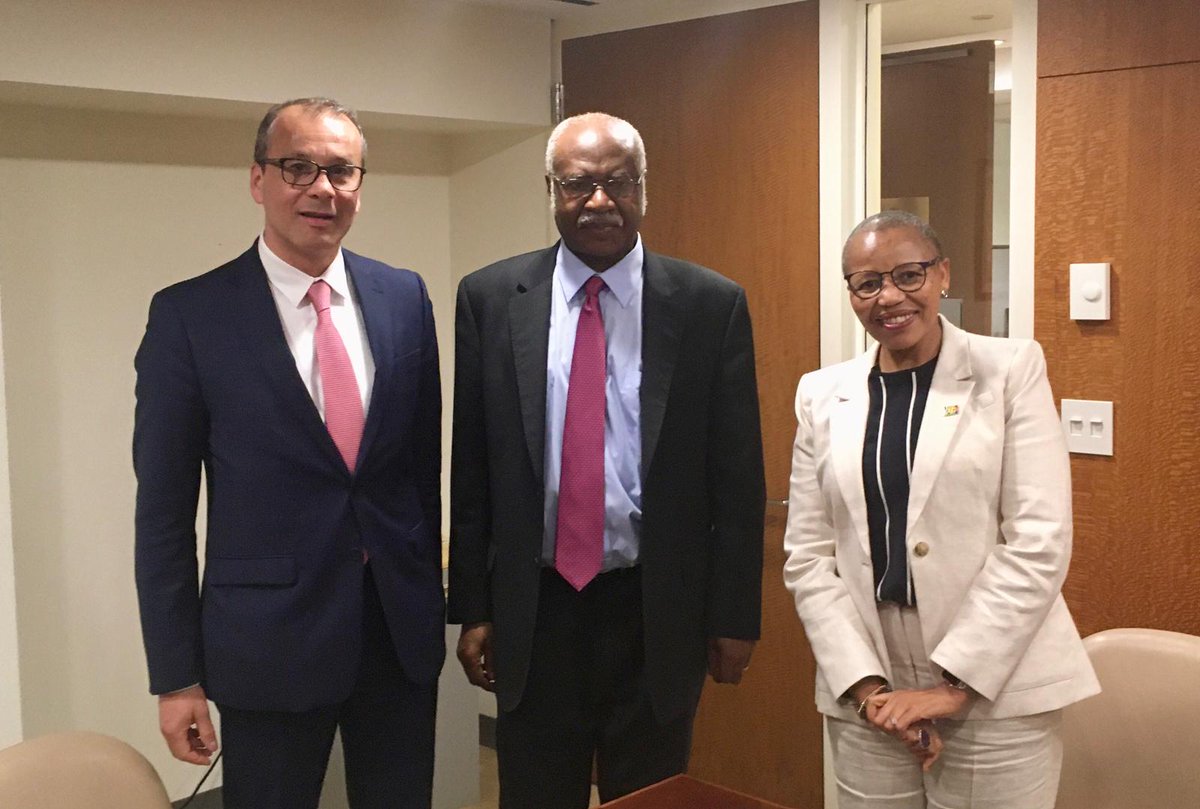 Pleased to meet with the co-chairs of the Ad Hoc Working Group on the Revitalization of the Work of the General Assembly, H.E. Mr. Cornel Feruţă, Permanent Representative of Romania, and H.E Ms. Mathu Joyini, Permanent Representative of South Africa. 

We discussed major elements