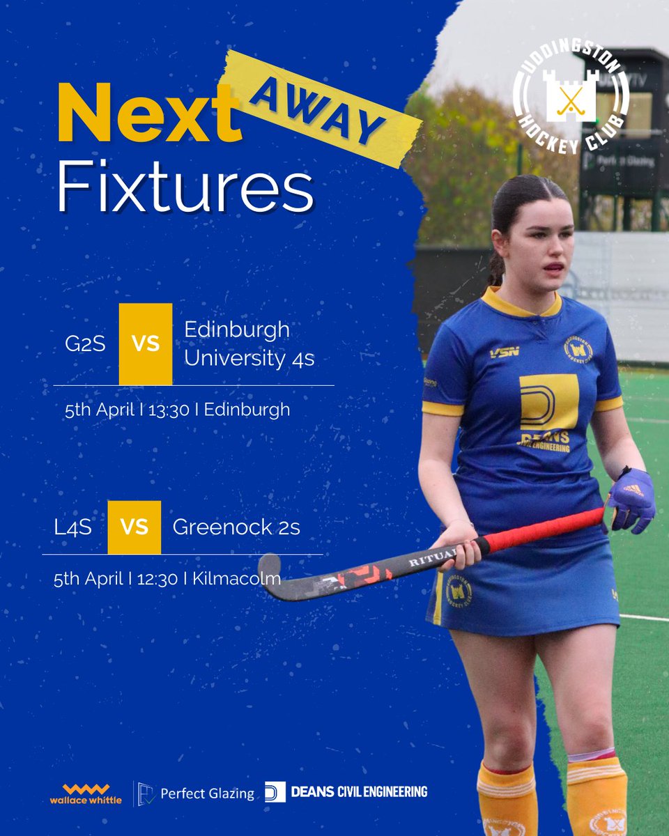 Three games for Uddy this weekend 👊🏑

It's a big one for our Perfect Glazing Gents 1s who head to Peffermill to face Dundee Wanderers tomorrow in the Scottish Plate Semi-Finals 👀

Good luck teams 💙💛