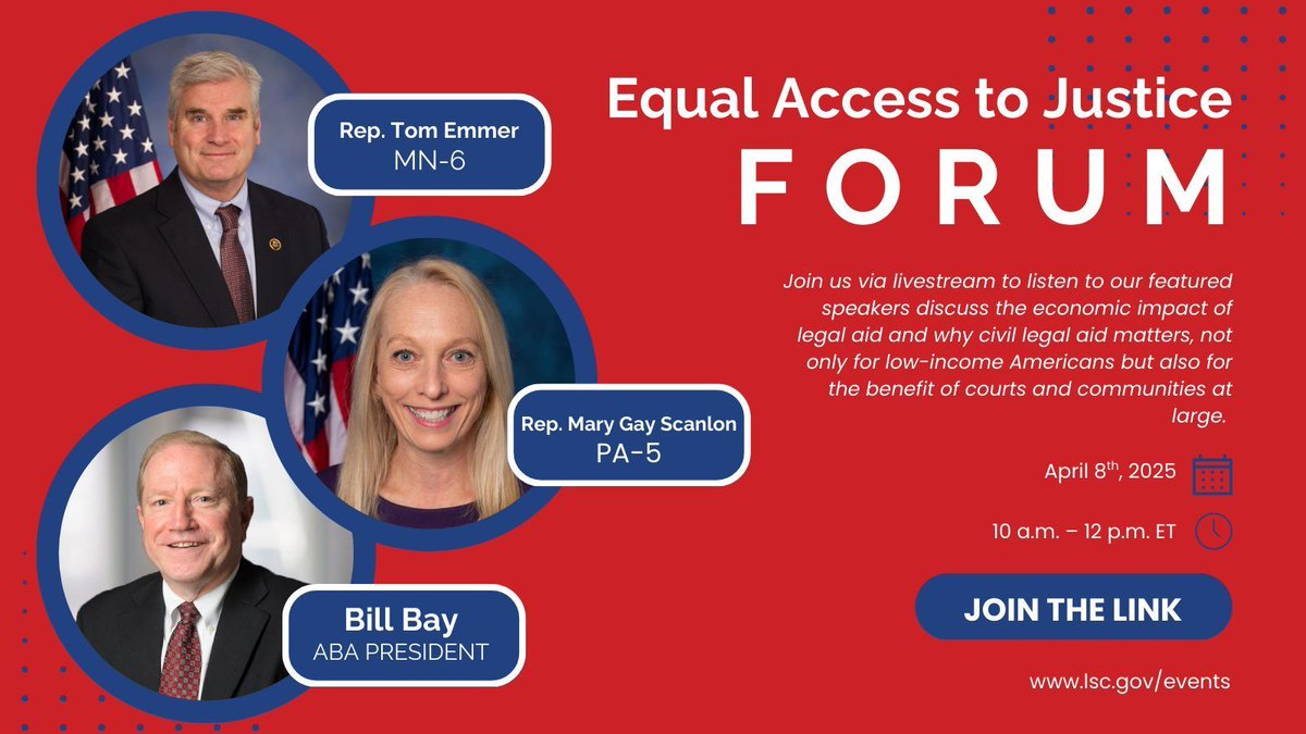 LSCtweets's tweet photo. Save the date! Tune in for our Equal Access to Justice Forum on Tuesday from anywhere via this link: https://t.co/RFRfpfRXZo https://t.co/x498mcvZ2v