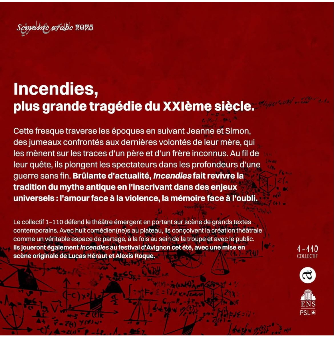 Ce soir à la Semaine arabe de l'ENS-PSL, 19h30, représentation gratuite, inscription en ligne eventbrite.fr/e/billets-ince…