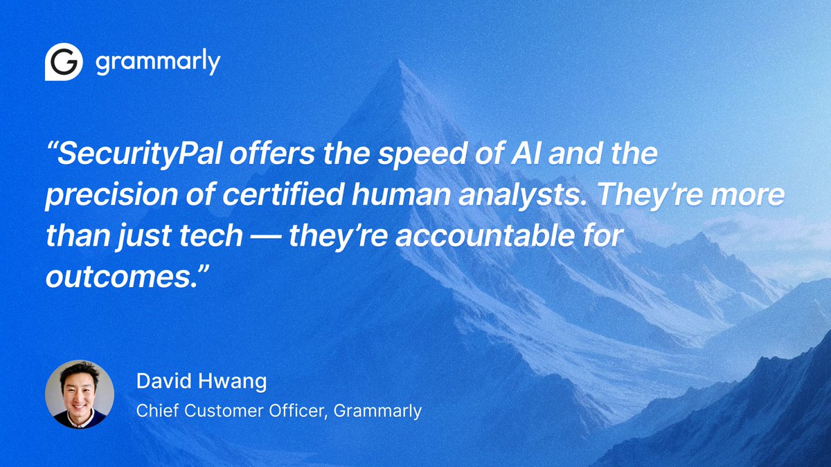 security_pal's tweet image. Grammarly needed speed and accuracy for security reviews. With SecurityPal’s AI + expert analysts, they hit 90% completion ✅ in 2 months & saved 12 hrs/week ⏰ .
Read the full case study 📖 hubs.la/Q03fWP7n0