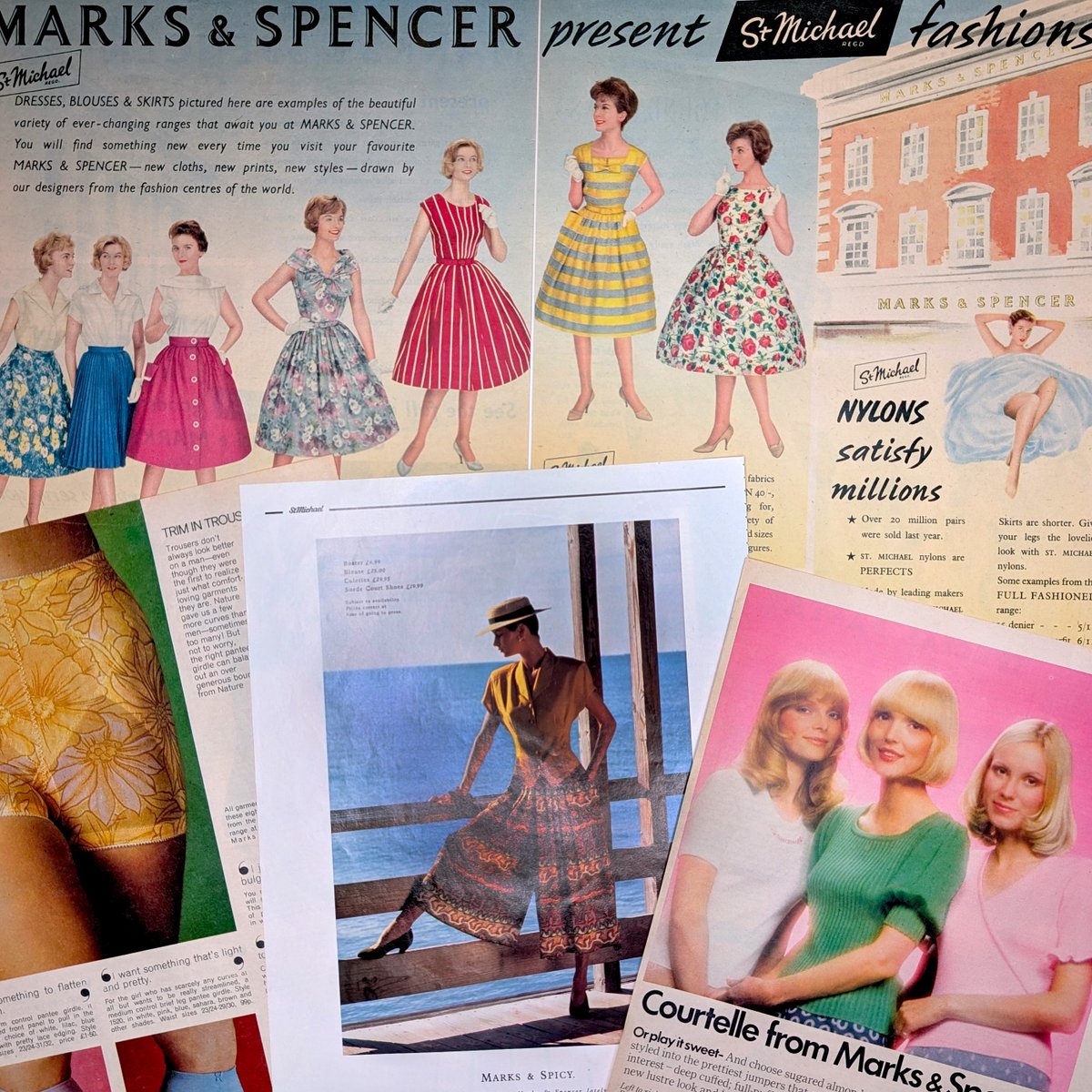 Marketing students have been digging through  print adverts in the Reading Room today - these ones span 1958-1990!

Find out how to use the M&amp;S Archive for your research on our website: 
archive.marksandspencer.com/collection/rea…