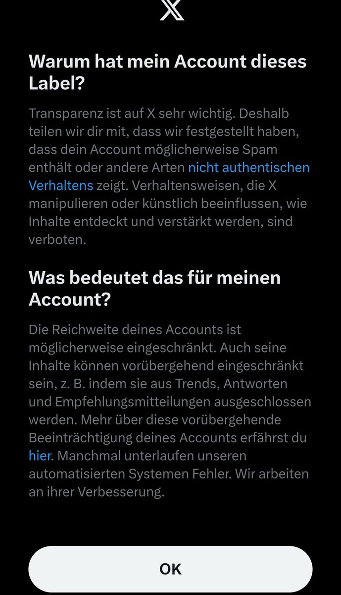 Ich weiß zwar nicht was ich gemacht habe aber okay.
Habe eh kaum Reichweite, was will X da noch einschränken?