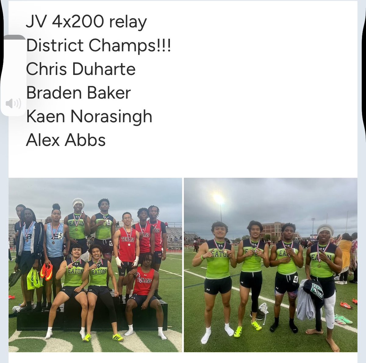 2-Day 2 District results
<a href="/KarstenRobinson/">Karsten Robinson🏈(kar)</a> <a href="/EatonHighSchool/">Eaton Eagles</a> <a href="/EatonEagleFB/">Eaton Eagle Football</a> <a href="/NISDAthletics/">NISD Athletics</a>