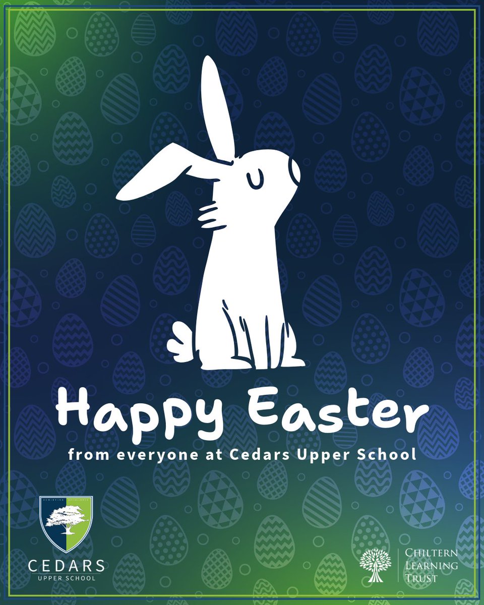 Cedars Upper School (@cedars_upper) on Twitter photo Wishing our entire Cedars Upper School community a very Happy Easter! 🌷 We hope you enjoy a relaxing and fun filled day!
<a href="/ChilternLT/">Chiltern Learning Trust</a> <a href="/mjpGibbs/">Mark Gibbs</a> <a href="/Umara1Qureshi/">Umara</a> <a href="/Mnormanedu/">Melanie Norman</a> <a href="/LoveLeightonB/">Love Leighton Buzz</a> Wishing our entire Cedars Upper School community a very Happy Easter! 🌷 We hope you enjoy a relaxing and fun filled day!
<a href="/ChilternLT/">Chiltern Learning Trust</a> <a href="/mjpGibbs/">Mark Gibbs</a> <a href="/Umara1Qureshi/">Umara</a> <a href="/Mnormanedu/">Melanie Norman</a> <a href="/LoveLeightonB/">Love Leighton Buzz</a>