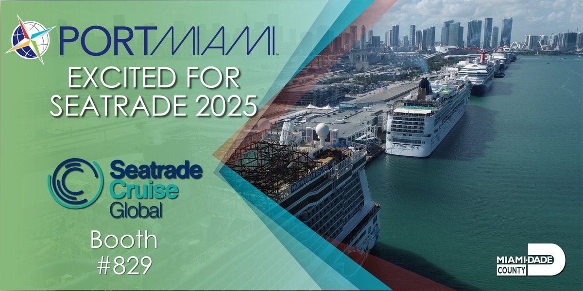 PortMiami (@portmiami) on Twitter photo We’re only a few days away from <a href="/SeatradeCruise/">Seatrade Cruise</a> 2025! ⚓🚢
Come sail-abrate with us at booth #829. 🎉We hope to see you there!
📍Miami Beach Convention Center
📅 April 7 – 10, 2025
#PortMiami #STCGlobal2025 We’re only a few days away from <a href="/SeatradeCruise/">Seatrade Cruise</a> 2025! ⚓🚢
Come sail-abrate with us at booth #829. 🎉We hope to see you there!
📍Miami Beach Convention Center
📅 April 7 – 10, 2025
#PortMiami #STCGlobal2025