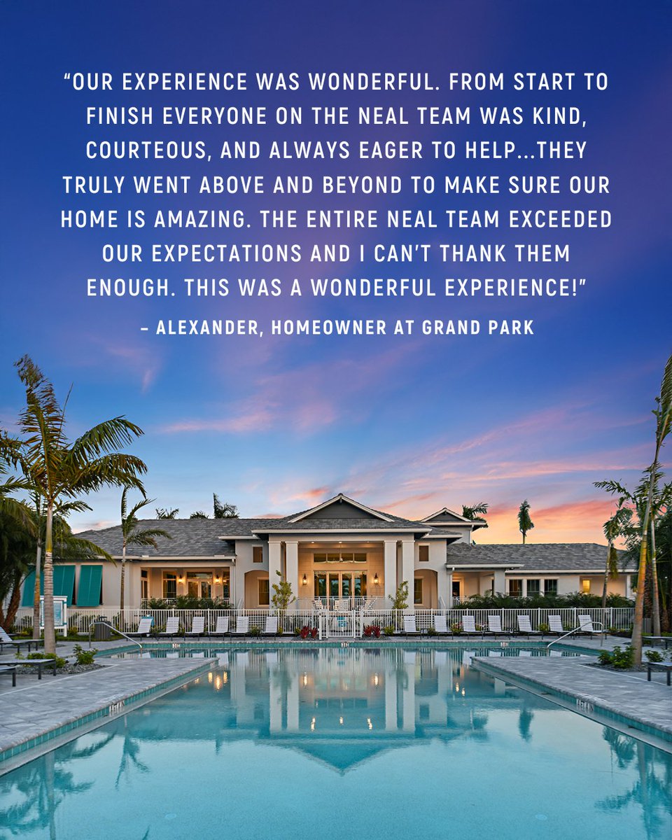 We're thrilled to hear wonderful stories like Alexander’s—where kindness, attention to detail, and exceptional service make all the difference. Thank you for trusting the Neal team with your new home journey! Welcome to Grand Park. 🏡