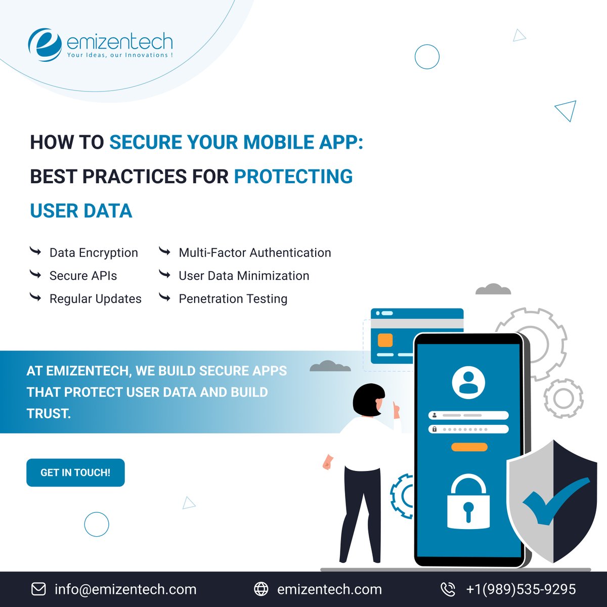Emizen Tech (@emizentech) on Twitter photo Want to keep your mobile app safe from hackers?
Discover easy tips to secure your app and protect user data. No complex steps—just smart solutions that work.
At <a href="/EmizenTech/">Emizen Tech</a>, we build secure apps that users trust. Let us help you keep your app safe and strong. Want to keep your mobile app safe from hackers?
Discover easy tips to secure your app and protect user data. No complex steps—just smart solutions that work.
At <a href="/EmizenTech/">Emizen Tech</a>, we build secure apps that users trust. Let us help you keep your app safe and strong.