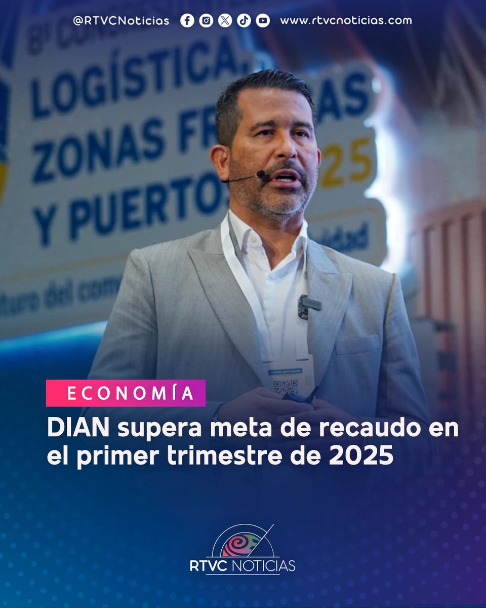 🔴 La DIAN supera meta de recaudo en el primer trimestre de 2025, con una recaudación del 101.3 % equivalente a 71 billones 940 mil millones de pesos.

Ojalá estas buenas noticias las resalten en la prensa de los magnates de Colombia.
