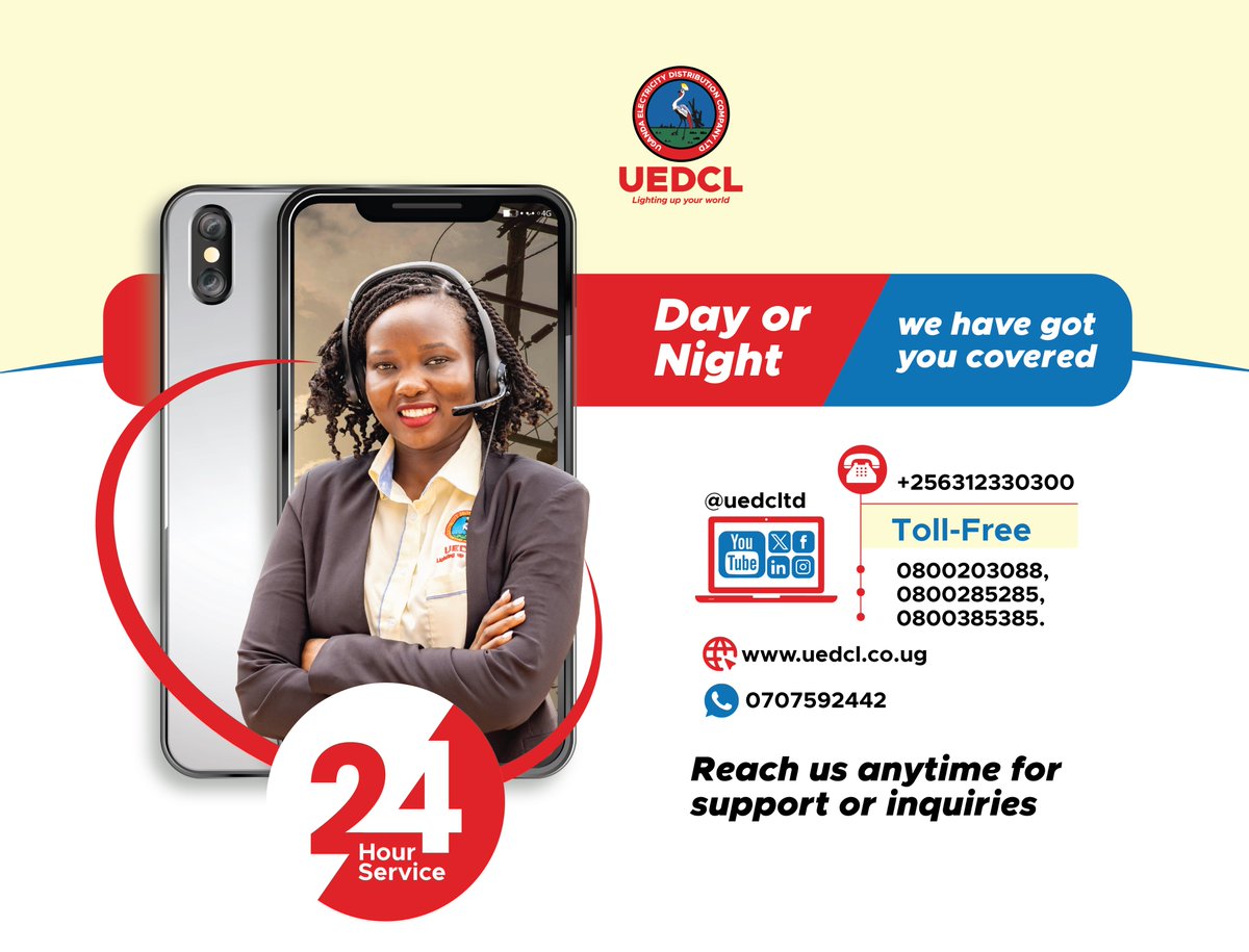 UEDCLTD's tweet image. Feel free to reach out to us anytime for assistance, guidance, or to report any electricity-related issues. We are here to serve you.  

#TheBigSwitch #UedclUpdate