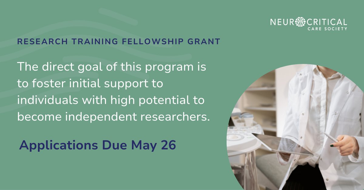 NCS, in partnership with the Neurocritical Care Foundation, offers a 12-month training fellowship for early-career professionals in neurocritical care.

Apply for this $100k grant by May 26.

Learn more: bit.ly/4b7octz