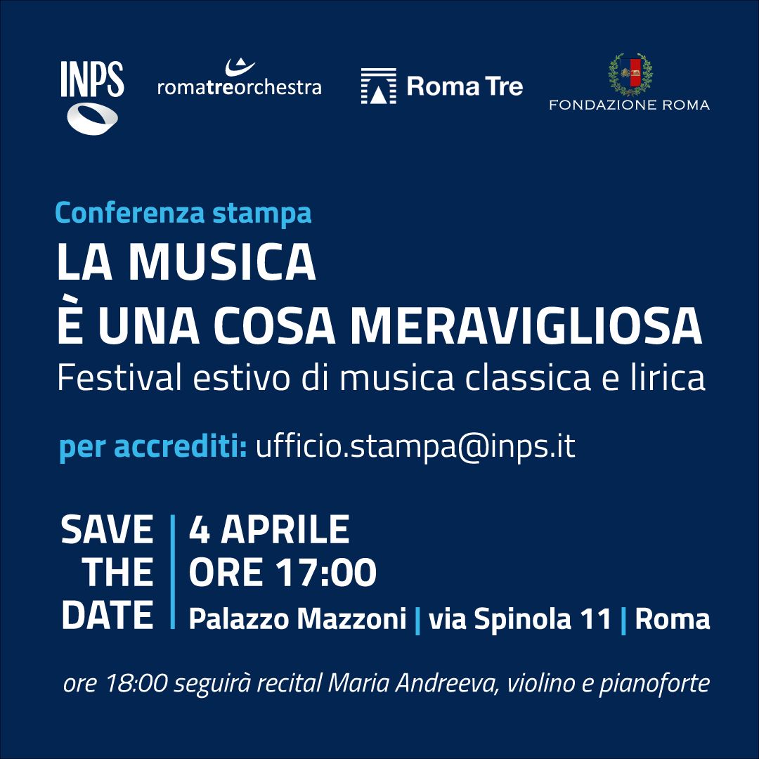 🎻Oggi alle ore 17, a Roma, sarà presentato il festival estivo "La musica è una cosa meravigliosa" a cura di <a href="/Roma3Orchestra/">Roma Tre Orchestra</a>.
La violinista e pianista russa Maria Andreeva sarà protagonista di questo evento speciale
Il programma: rb.gy/nlmes1
