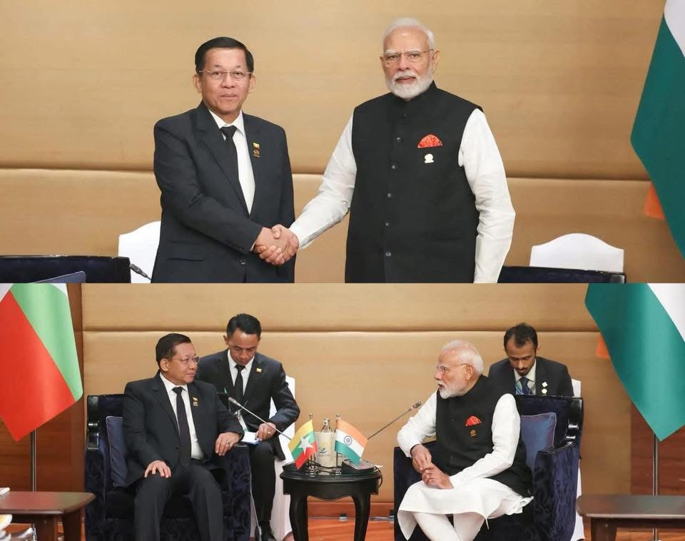 jiyongjiyong (@jiyongjiyonggd) on Twitter photo MAL shaking hands with Indian PM Modi is a striking moment, world's biggest democracy supporting Myanmar’s junta with endless atrocities. This raises questions about int'l relations and human rights. <a href="/narendramodi/">Narendra Modi</a>
VOICES OF MYANMAR
#StandAgainstJunta MAL shaking hands with Indian PM Modi is a striking moment, world's biggest democracy supporting Myanmar’s junta with endless atrocities. This raises questions about int'l relations and human rights. <a href="/narendramodi/">Narendra Modi</a>
VOICES OF MYANMAR
#StandAgainstJunta