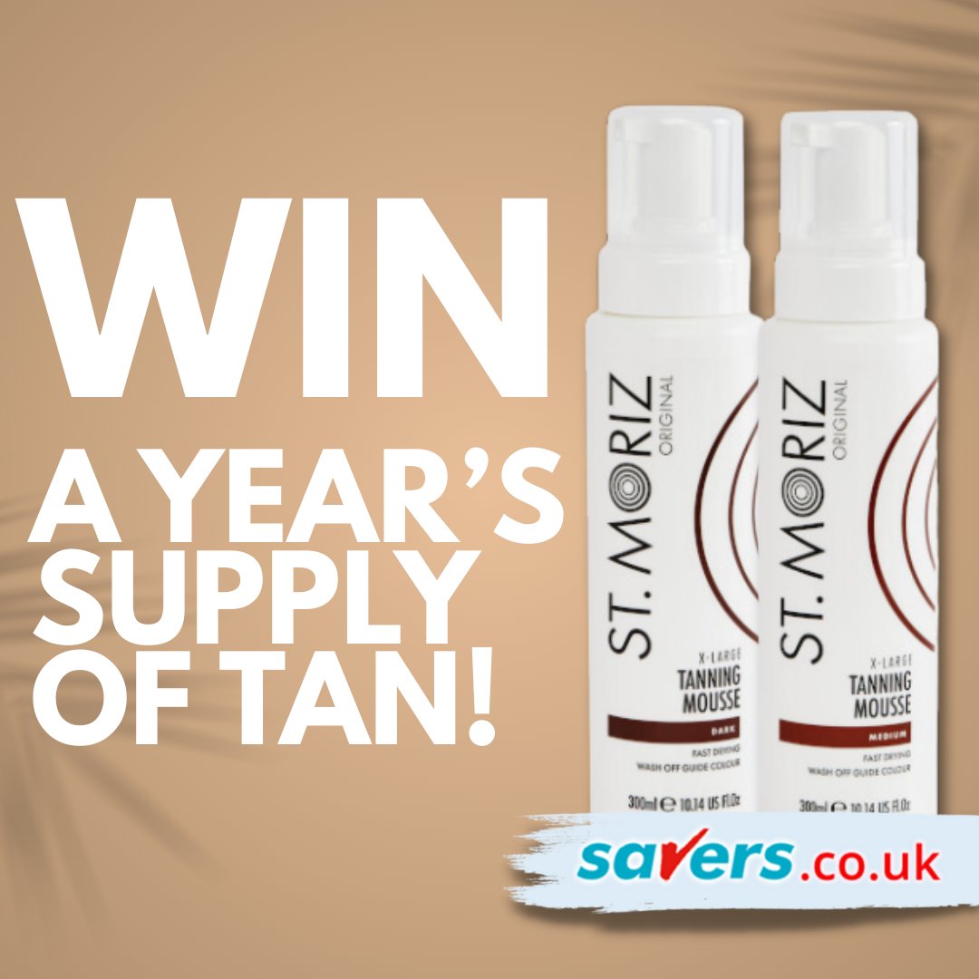 We're giving you the chance to #WIN a year's supply of St Moriz tan!😍

To enter simply RT &amp; FOLLOW <a href="/SaversHB/">Savers</a> 

UK only. Ends 08/04/2025 T&amp;C’s apply  - buff.ly/3uQIQxv

#competition #giveaway #stmoriz #tan