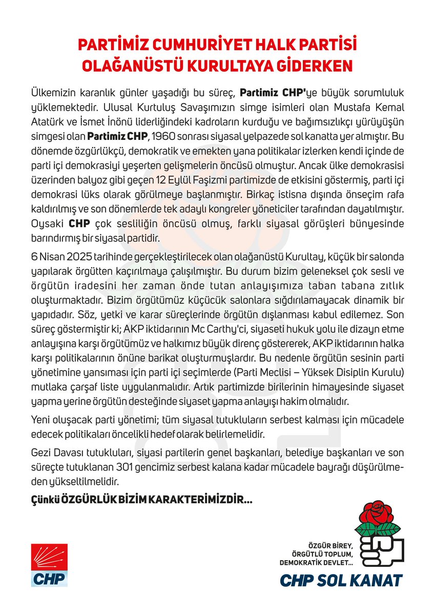 Partimiz Cumhuriyet Halk Partisi Olağanüstü Kurultaya Giderken...
#CHPSolKanat #CHP #OlağanüstüKurultay