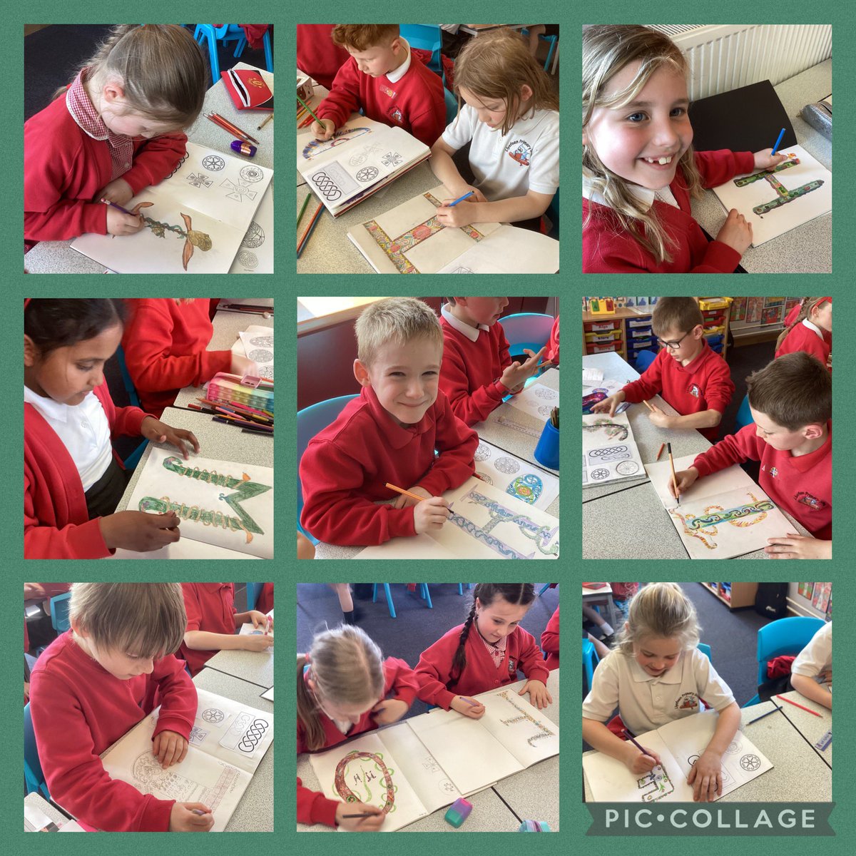 llysfaen2028's tweet photo. #3AVβs artists are busy at work creating intricate, illuminated Celtic style letters. #EA #Hum π©π»βπ¨π§π½βπ¨ https://t.co/qn7OgZRYiv